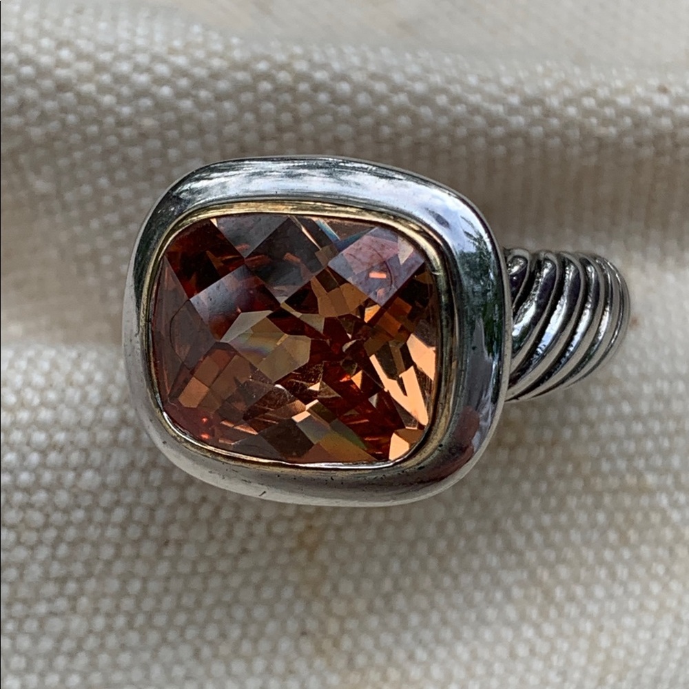 Faceted cubic zirconia ring 18k gold electroplate